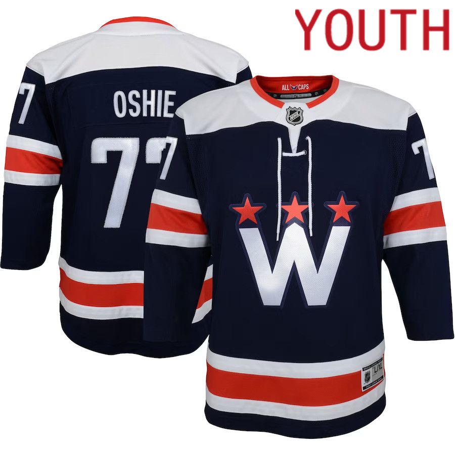 Youth Washington Capitals 77 TJ Oshie Navy Alternate Premier Player NHL Jersey